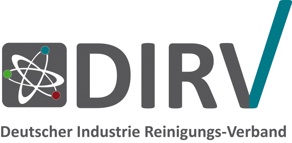 Logo of DIRV (Deutscher Industrie Reinigungs-Verband) featuring an atomic symbol with three dots and the organization’s name in German below.